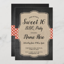 Sweet 16 Anniversaire fête BBQ Rouge En vichy Burl