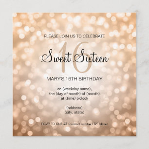 Invitation Sweet 16 Anniversaire Fête Parties scintillant Cui