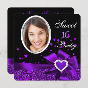 Invitation Sweet 16 Anniversaire fête Purple Heart Parties sc