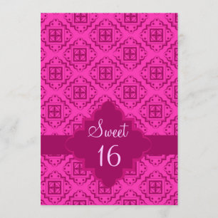 Invitation Sweet 16 Anniversaire fête rose Arabesque