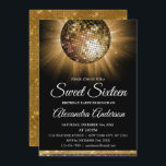 Invitation Sweet 16 Anniversaire Gold Disco Ball<br><div class="desc">Gold Sweet 16th Birthday Party Gold Disco Ball Party Invitation. L'invitation Gold and Black Sweet 16 Birthday Party est parfaite pour une fête d'anniversaire Sweet sixteen moderne.</div>