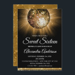 Invitation Sweet 16 Anniversaire Gold Disco Ball<br><div class="desc">Gold Sweet 16th Birthday Party Gold Disco Ball Party Invitation. L'invitation Gold and Black Sweet 16 Birthday Party est parfaite pour une fête d'anniversaire Sweet sixteen moderne.</div>