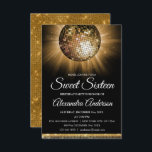 Invitation Sweet 16 Anniversaire Gold Disco Ball<br><div class="desc">Gold Sweet 16th Birthday Party Gold Disco Ball Party Invitation. L'invitation Gold and Black Sweet 16 Birthday Party est parfaite pour une fête d'anniversaire Sweet sixteen moderne.</div>