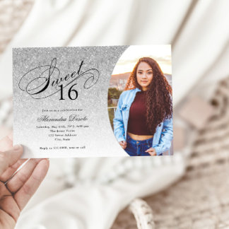 Invitation Sweet 16 Anniversaire Parties scintillant d'argent