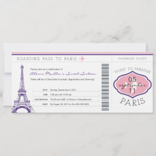 Invitation Sweet 16 Anniversaire Pass à Paris