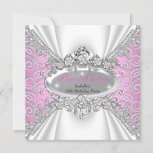 Invitation Sweet 16 Anniversaire Princesse Diamants Roses Tia