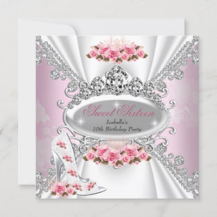 Invitation Sweet 16 Anniversaire Princesse Rose Tiara Rose Ta