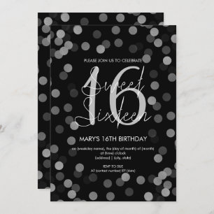 Invitation Sweet 16 Anniversaire Silver Glam Parties scintill