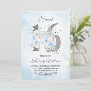 Invitation Sweet 16 Aquarelle Bébé thème bleu