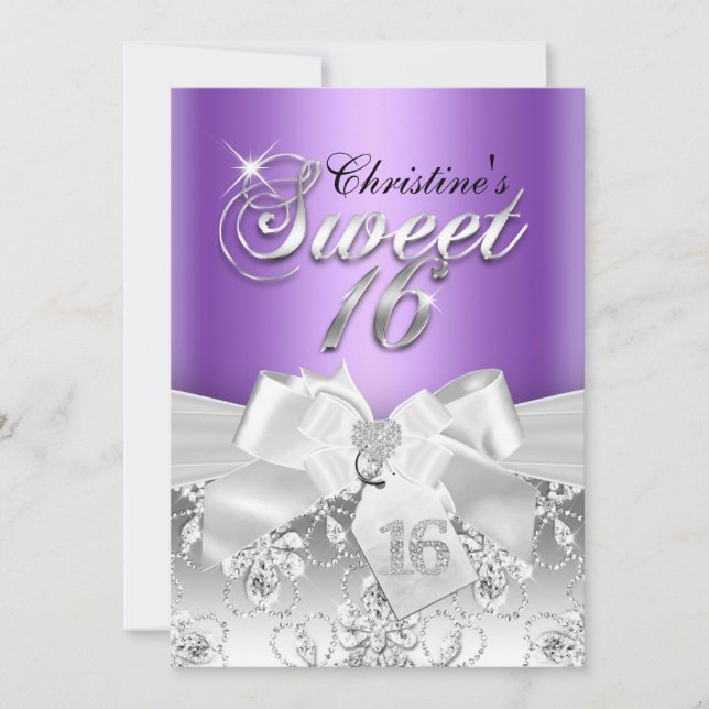 Invitation Sweet 16 Arc-en-ciel Diamant Violet (Devant)