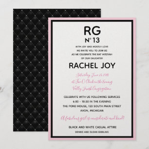 Invitation Sweet 16 Bat mitzvah Anniversaire Couture Theme Pa