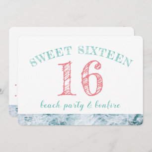 Invitation Sweet 16 Beach Party
