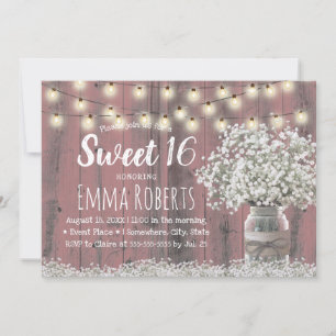 Invitation Sweet 16 Bébés Rustiques Respirer Floral Jar Rose