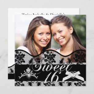 Invitation Sweet 16 Black Twins Sweet sixteen photo