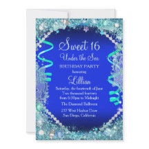 Invitation Sweet 16 Bleu sous l'Océan