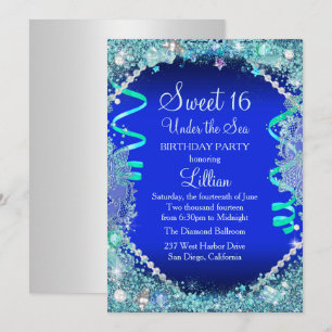 Invitation Sweet 16 Bleu sous l'Océan