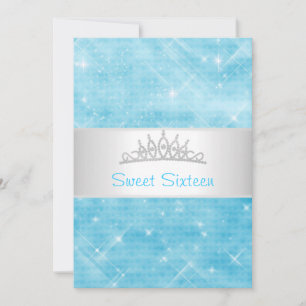 Invitation Sweet 16 Blue Parties scintillant Silver Jewel Tia