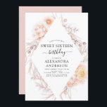 Invitation Sweet 16 Boho Dusty rose Floral 16e anniversaire I<br><div class="desc">Boho Dusty rose Floral Botanique Bohème Tropical Watercolor Cadre Printemps,  Été,  Automne,  Automne Sweet 16 Anniversaire Fête Invitations - comprend une belle et élégante typographie script avec des fleurs botaniques modernes du désert pour la fête spéciale Sweet sixteen 16ème Anniversaire.</div>