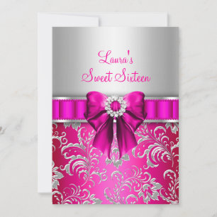 Invitation Sweet 16 Bow rose & Silver Floral Annonces