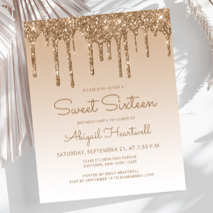 Invitation Sweet 16 Budget Glitter Drip Or