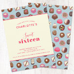Invitation Sweet 16 Chocolat Thème Anniversaire<br><div class="desc">Sweet sixteen invitation de fête d'anniversaire avec un délicieux chocolat et confiseries de bonbons motif plein de douceurs et de tentations! Parfait pour célébrer ce jalon dans le style. Customisez en changeant les détails et la couleur arrière - plan. Art original de Nic Squirrell.</div>