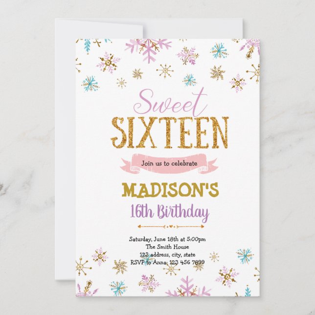 Invitation sweet 16 d'hiver (Devant)