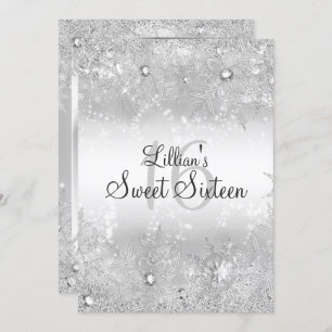 Invitation Sweet 16 Diamond Snowflake Winter Wonderland