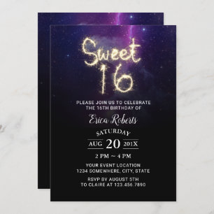 Invitation Sweet 16 Étoiles d'été Sparkler fête d'anniversair