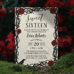 Invitation Sweet 16 Fairytale Rose rouge & Thorn Parties scin<br><div class="desc">Sweet 16 Fairytale Rose rouge & Thorn Parties scintillant moderne Invitations d'anniversaire.</div>