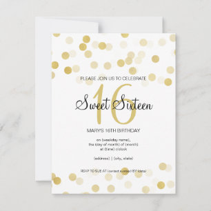Invitation Sweet 16 Faux Gold Foil Parties scintillant Lumièr