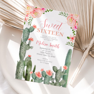 Invitation Sweet 16 Floral Cactus Succulent Anniversaire fill