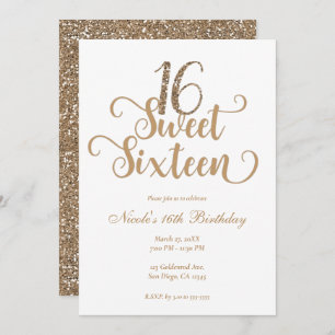Invitation Sweet 16 Gold & White Parties scintillant fête d'a