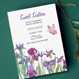 Invitation Sweet 16 Iris fleur violet Anniversaire