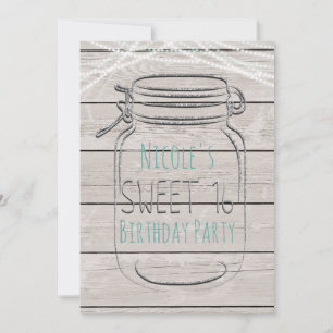 Invitation Sweet 16 Jar Mason avec Faux Paillettes