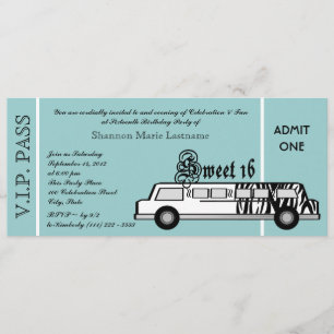 Invitation Sweet 16 Limo Party Pass