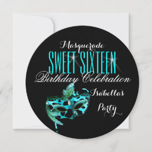 Invitation Sweet 16 Masque bleu Turquoise Masquerade fête d'a