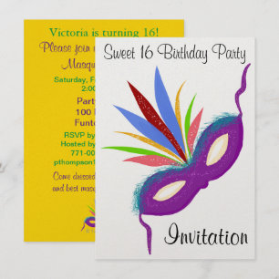 Invitation Sweet 16 Masquerade Ball Purple Party Masque