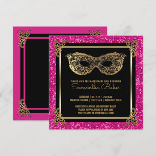 Invitation Sweet 16 Masquerade Ball Sweet sixteen Or rose