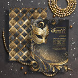 Invitation Sweet 16 Masquerade Black Gold ID1032<br><div class="desc">Faites de votre 16 ou seizième anniversaire Sweet une fête inoubliable avec notre invitation exquise! Le design brillant noir et or respire l'élégance, parfaitement complété par le motif arlequin en forme de diamant sur le dos. Donnez le ton à votre événement à thème mascarade avec cette magnifique invitation qui promet...</div>