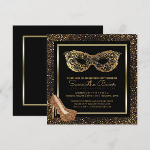 Invitation Sweet 16 Masquerade Party   Sweet sixteen d'or