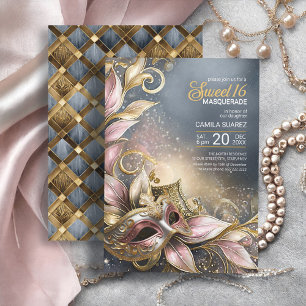 Invitation Sweet 16 Masquerade Rose Gold ID1032