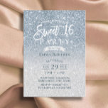 Invitation Sweet 16 moderne Dusty Blue & Silver Ombre<br><div class="desc">Sweet 16 Moderne Dusty Blue & Silver Parties scintillant Invitations d'anniversaire.</div>