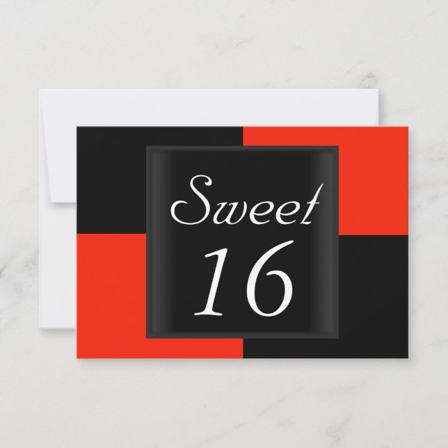 Invitation Sweet 16 Noir Rouge (Devant)