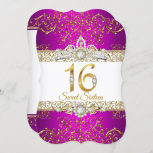 Invitation Sweet 16 Or rose Diamond Glamor Anniversaire