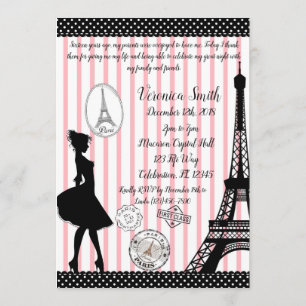 Invitation Sweet 16 Paris Passport Rose & Noir