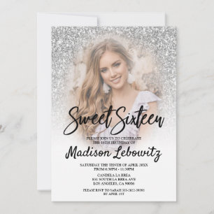 Invitation Sweet 16 Parties scintillant argentée glamour Invi
