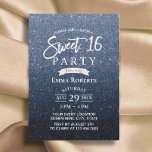 Invitation Sweet 16 Parties scintillant bleu marine moderne A<br><div class="desc">Sweet 16 Modern Navy Parties scintillant Bleue Invitations Anniversaire Fête.</div>