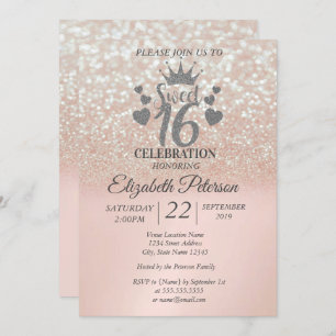 Invitation Sweet 16 Parties scintillant Bokeh Ombre, Parties