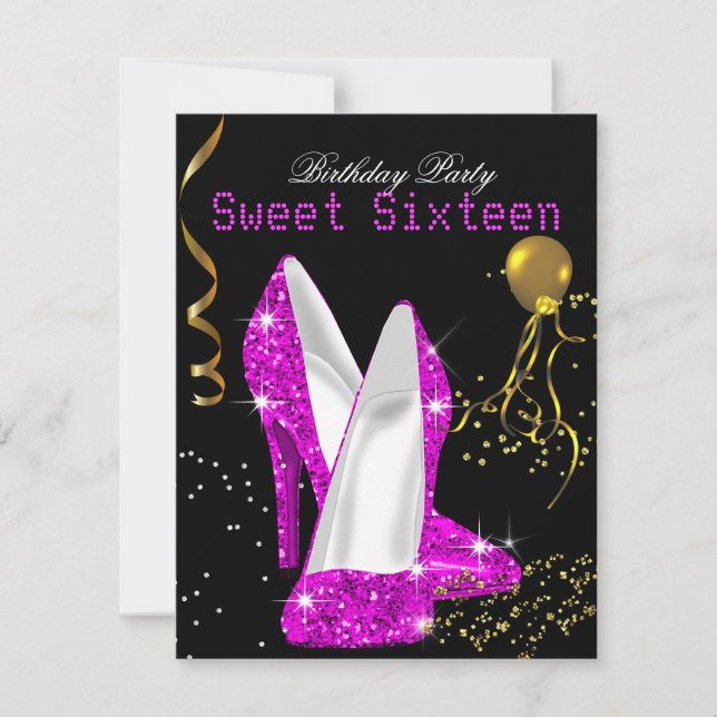 Invitation Sweet 16 Parties scintillant Hot rose Gold Célébra (Devant)