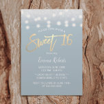 Invitation Sweet 16 Parties scintillant moderne Dusty Blue Si<br><div class="desc">Sweet 16 Moderne Dusty Bleu Argent Parties scintillant Chaîne Lights Invitations.</div>